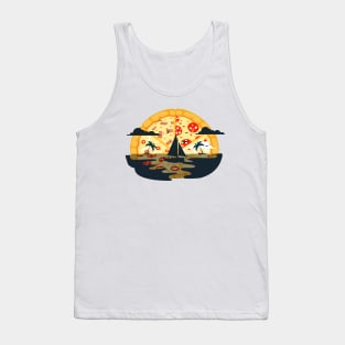 Pizza sunset illustration Tank Top